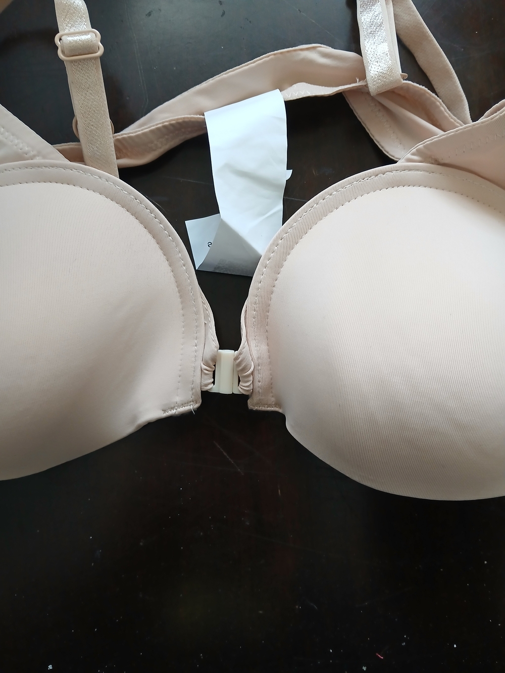SHEIN Light Beige Padded Front Closure Bra